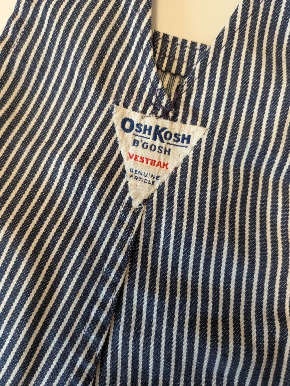 VTG 1980s OshKosh B'Gosh Hickory Railroad Stripe Overalls - Made in USA (18 Mos)